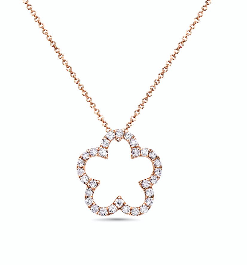 Van Cleef & Arpels Rose Gold Diamond Vintage Alhambra Pendant