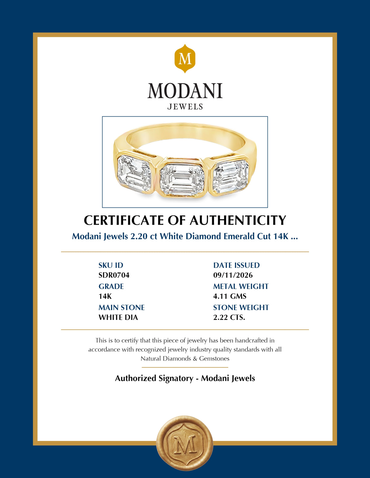 Certificate of Authenticity - SDR0704
