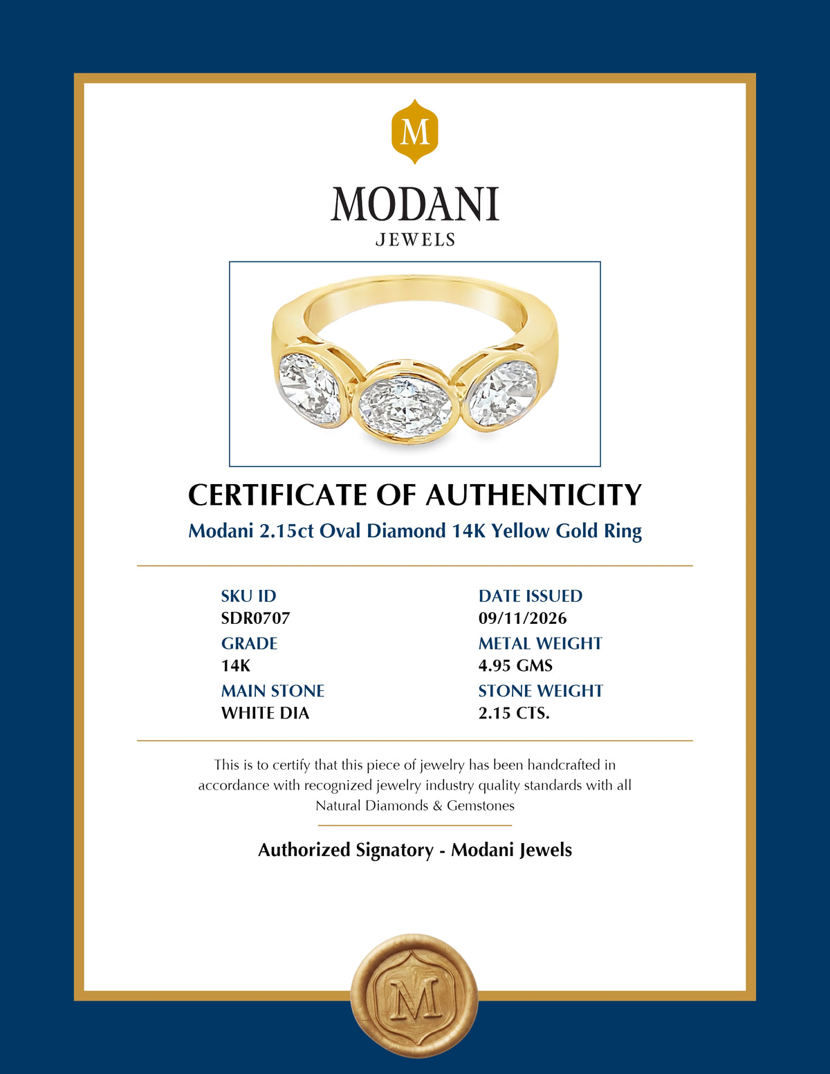 Certificate of Authenticity - SDR0707