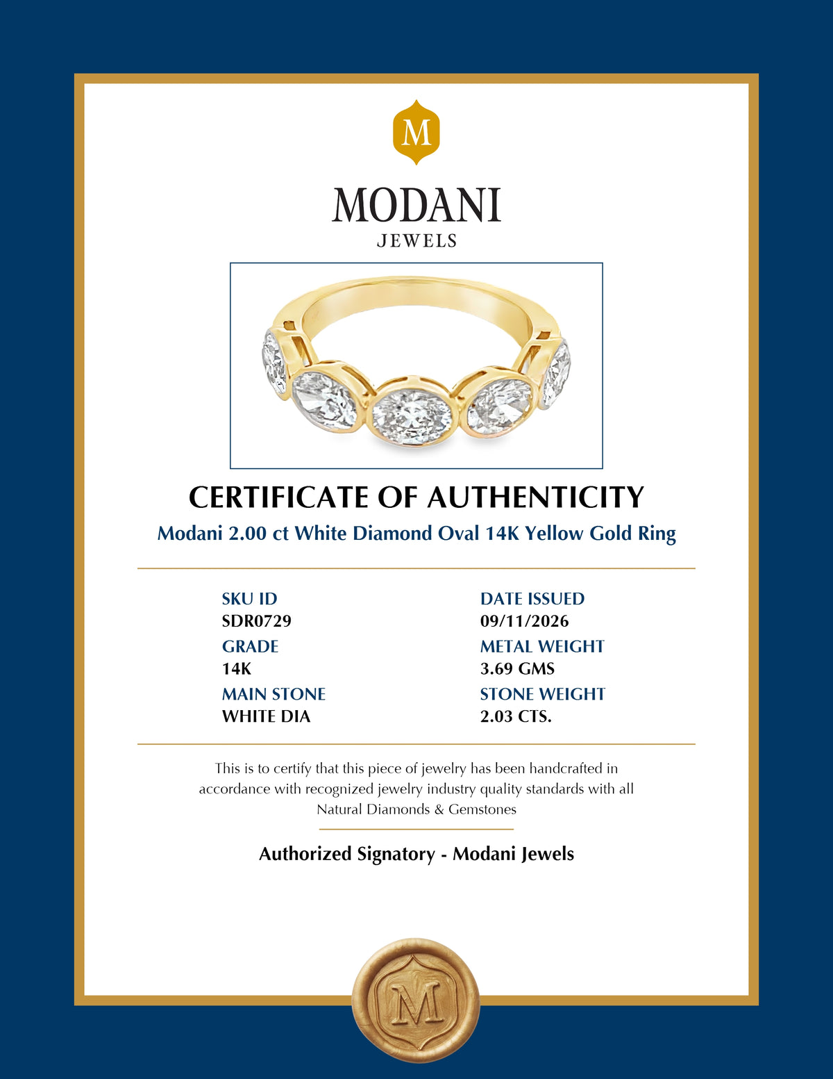 Certificate of Authenticity - SDR0729