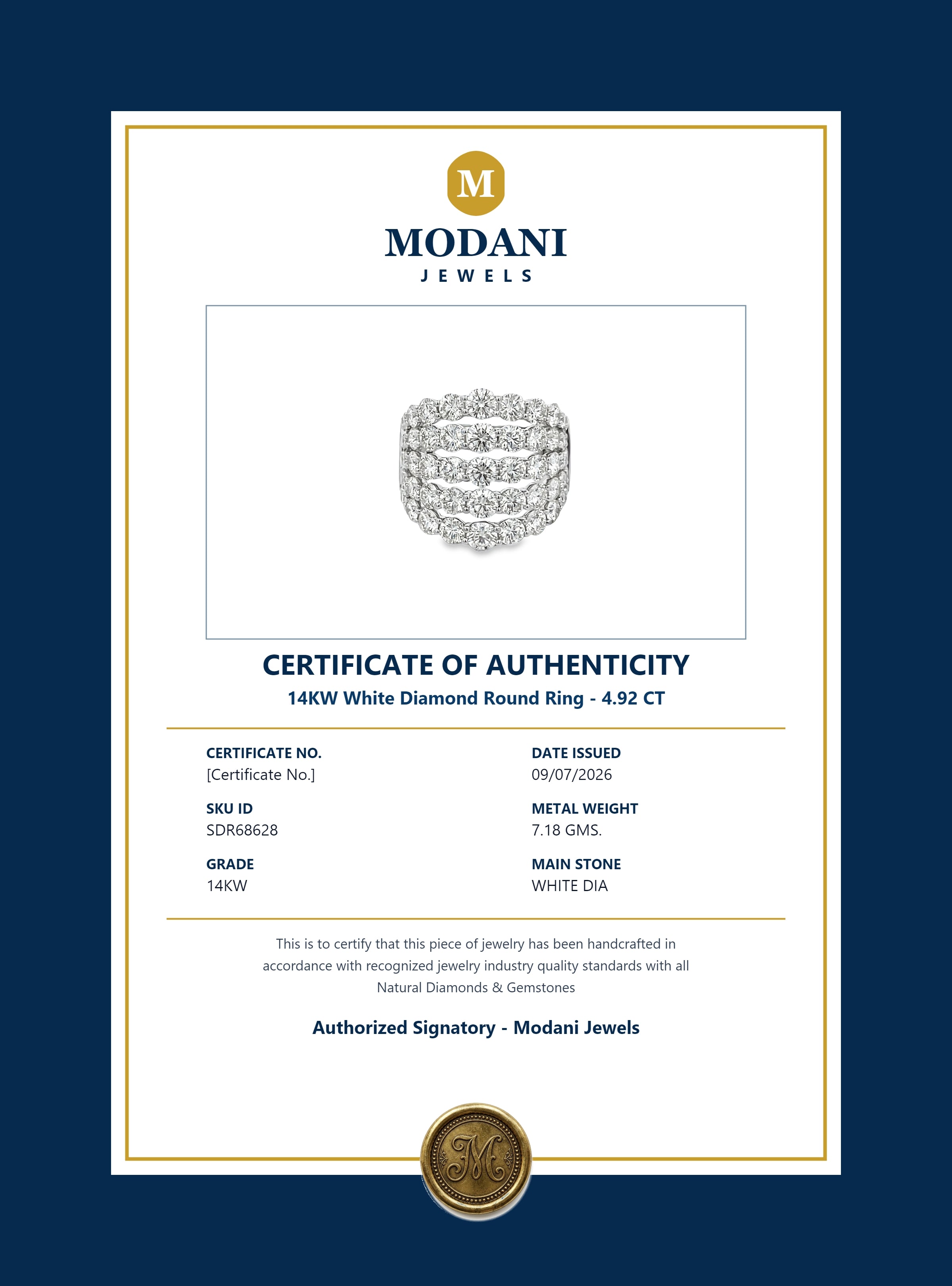 Certificate of Authenticity - SDR68628