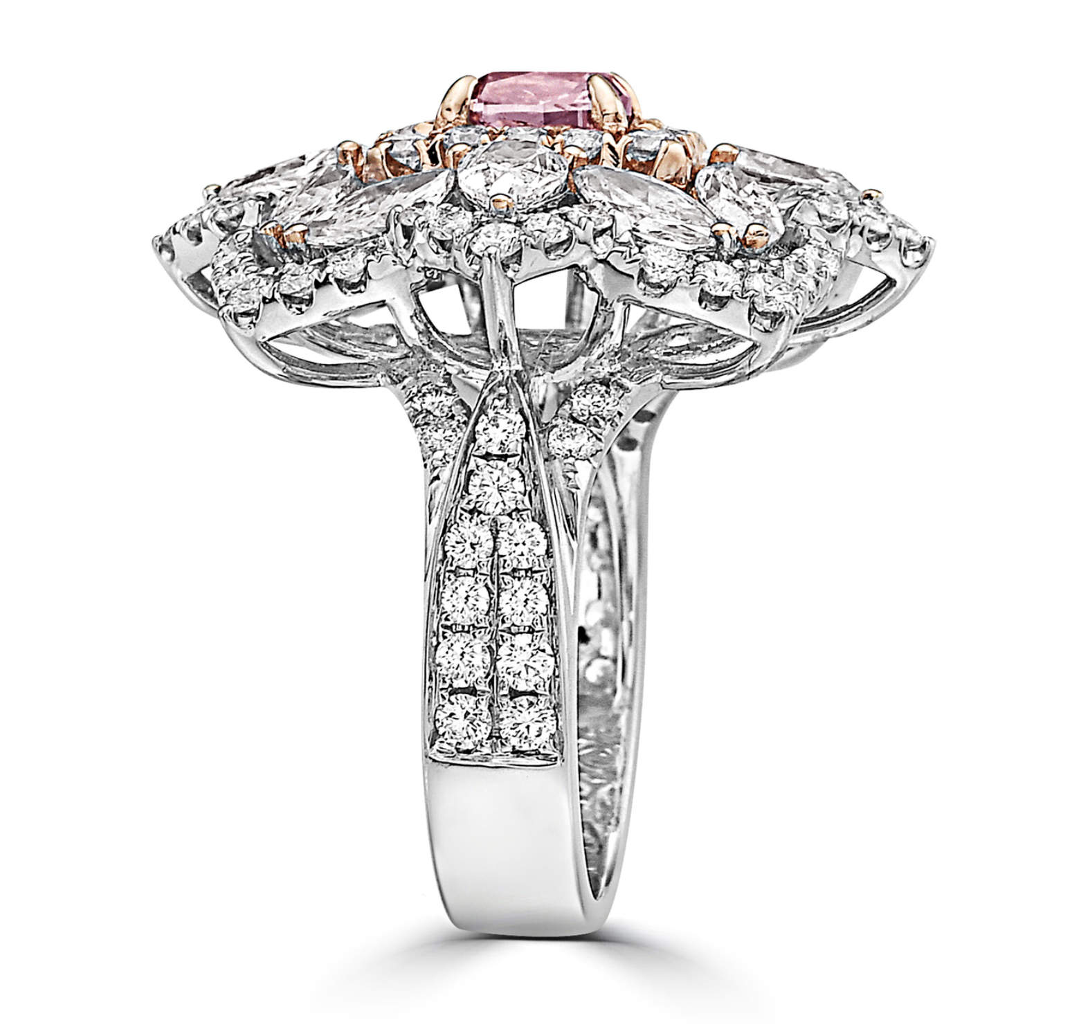 Argyle Pink Diamond and Colorless Diamond Ring