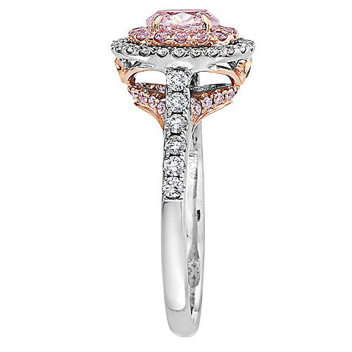 French Bridal 10K Rose Gold 2.5 Carat Oval Light Pink Topaz Diamond Cluster Engagement  Ring R164-10KRGDLPT | Caravaggio Jewelry